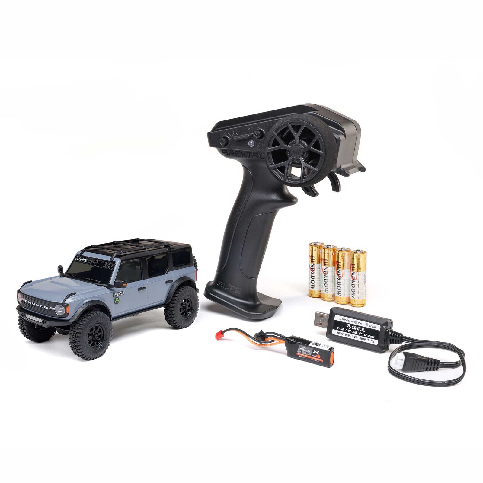 Axial SCX30 Ford Bronco 4X4 RTR Brushed Rock Crawler (Battery & Charger Included) Gray 1/30