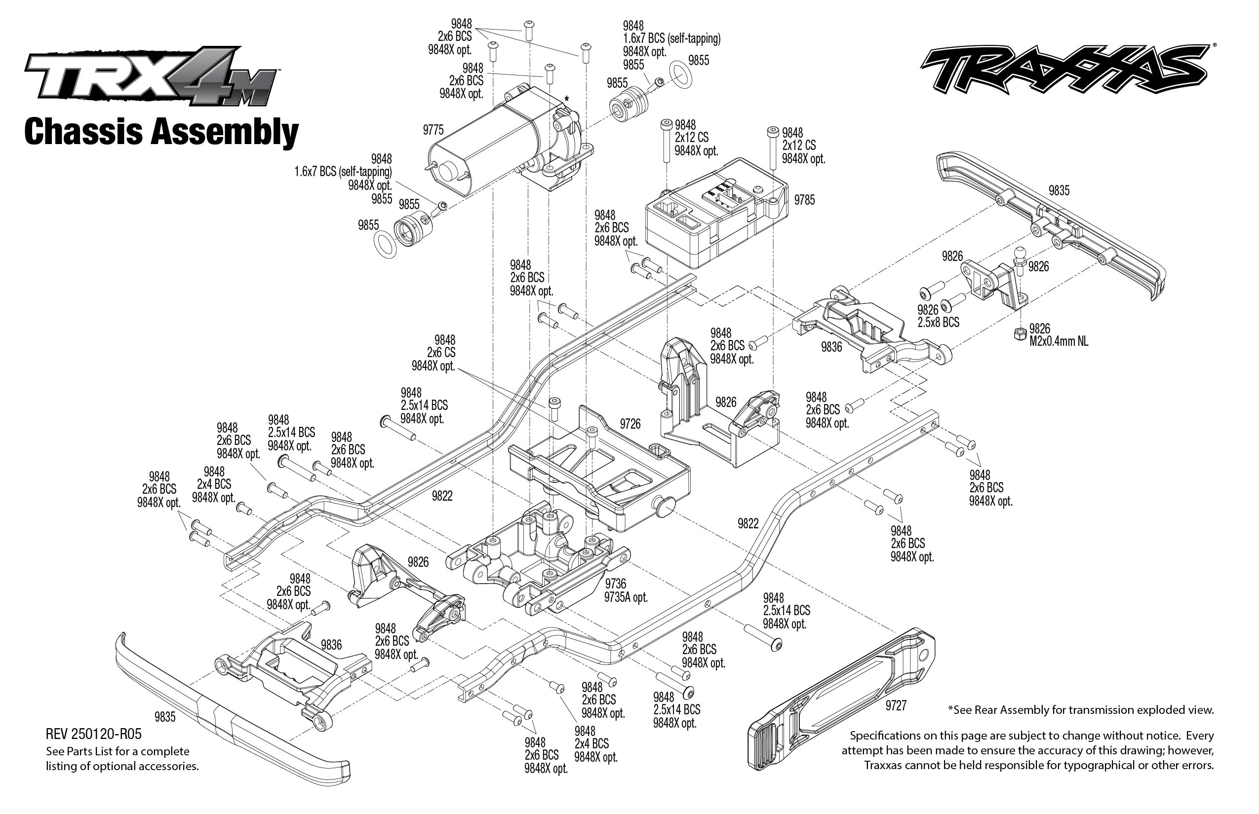 Traxxas TRX-4M Chevrolet K10 High Trail Edition (97064-1) Chassis Assembly Exploded View