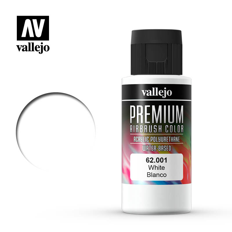 62001 Vallejo Premium Airbrush Color White Paint 60ml