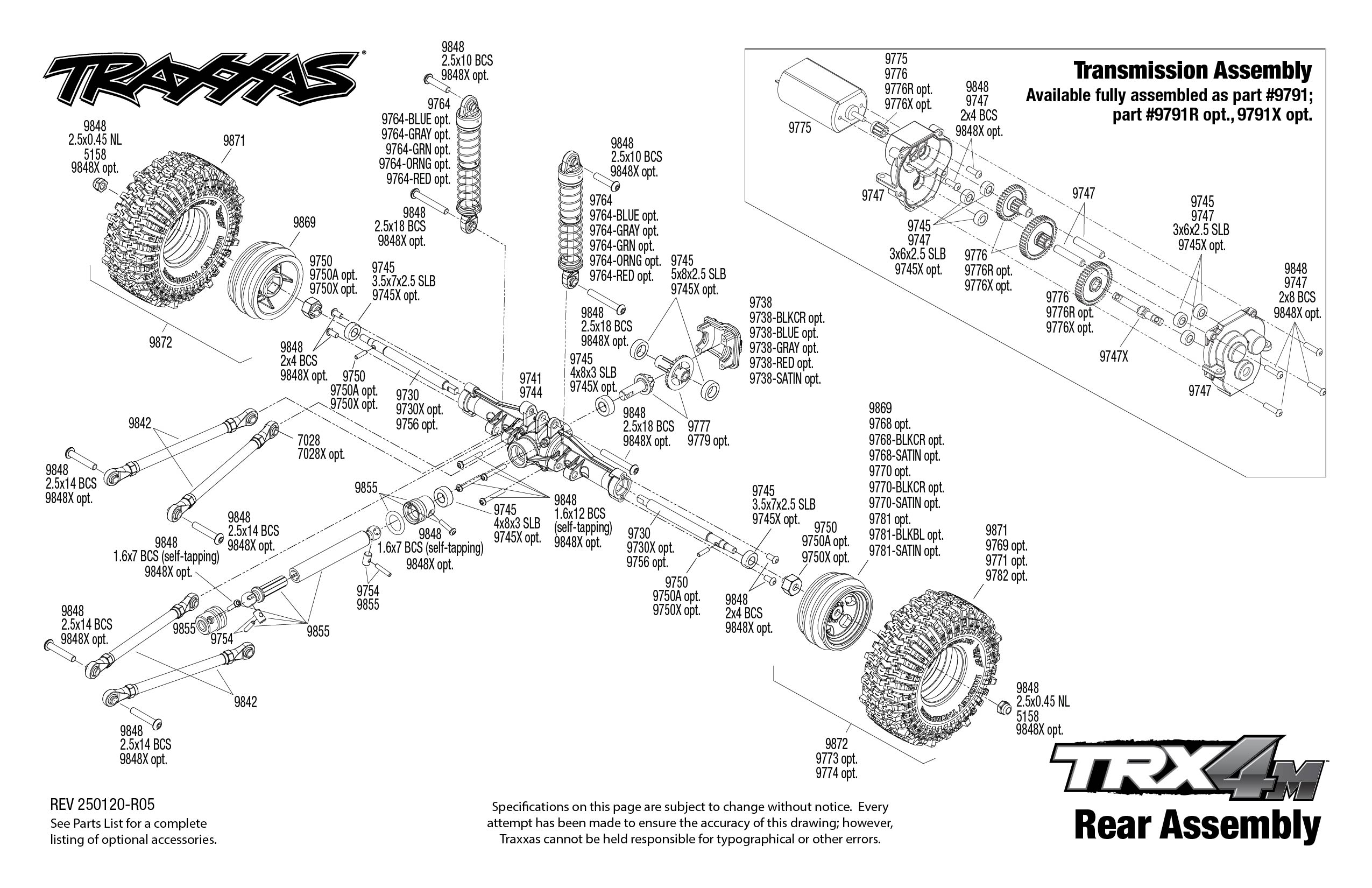 Traxxas TRX-4M Ford F-150 High Trail Edition (97044-1) Rear Assembly Exploded View