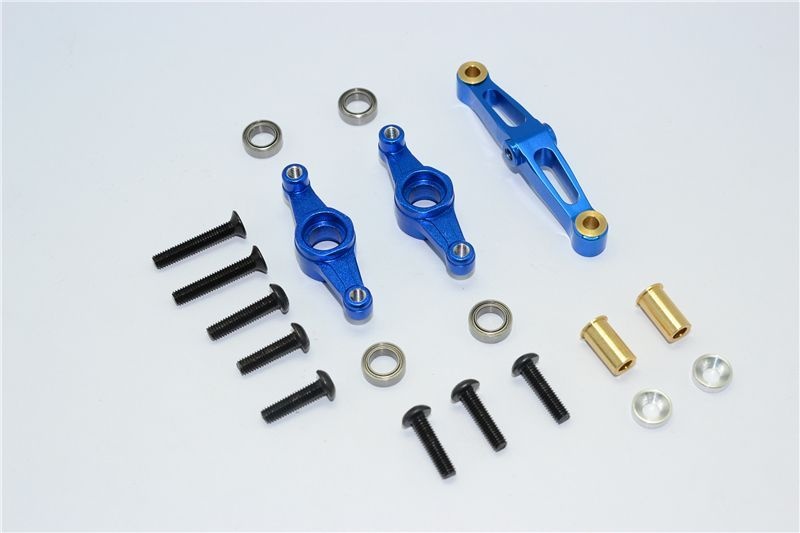 GPM Aluminium Stuur Inrichting met Kogellagers Blauw voor Tamiya TT-02