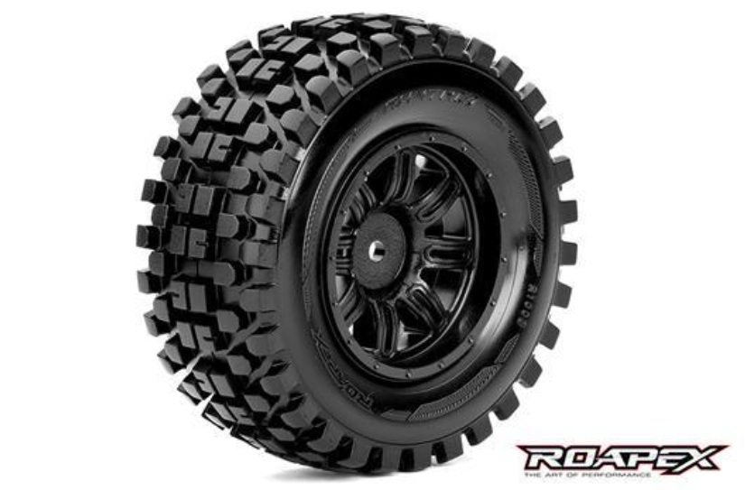 Roapex Tires - 1/10 Short Course - Mounted - Black wheels - 12mm Hex - Rhythm (2)