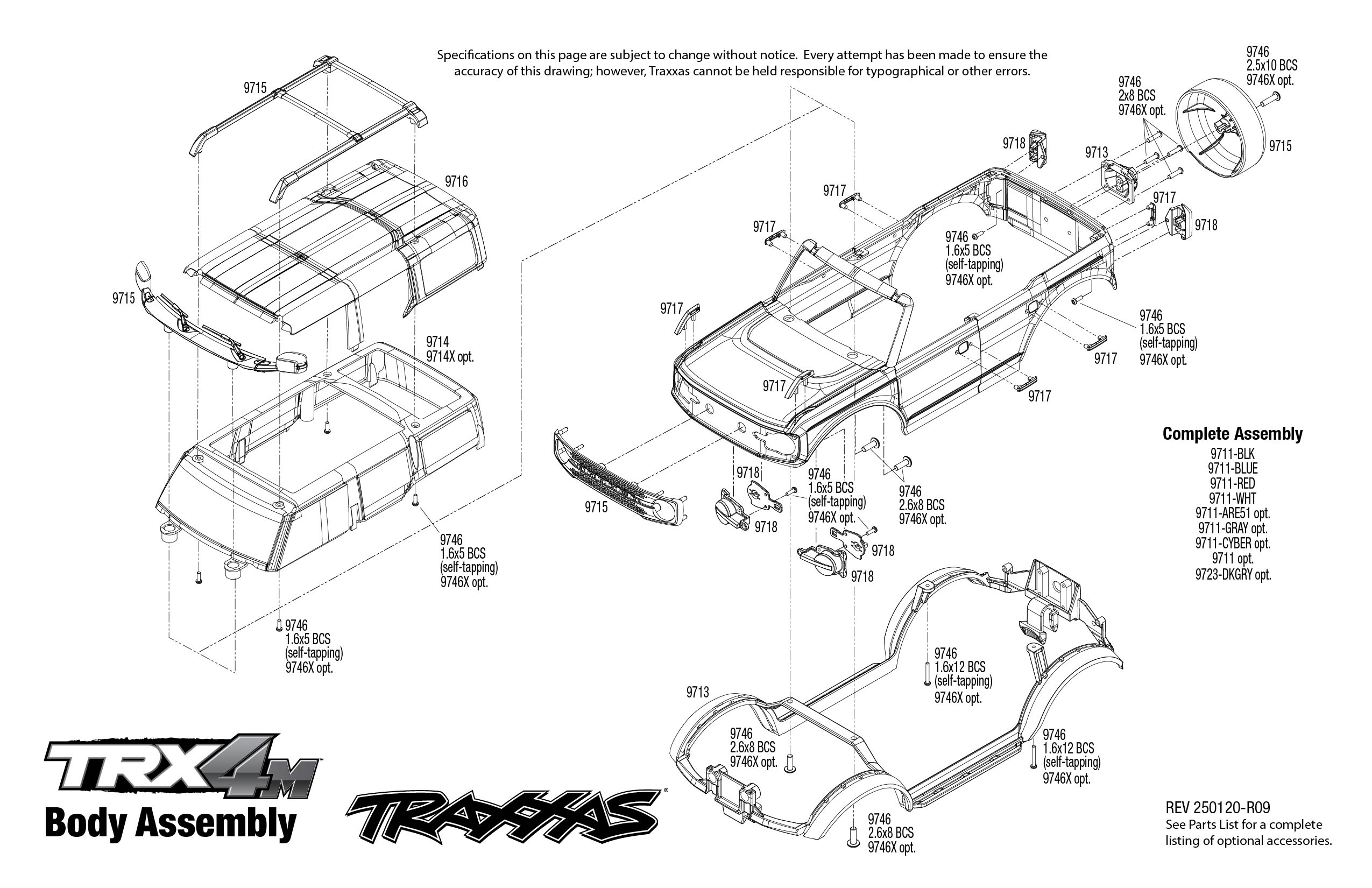 Traxxas TRX-4M Ford Bronco (97074-1) Body Assembly Exploded View