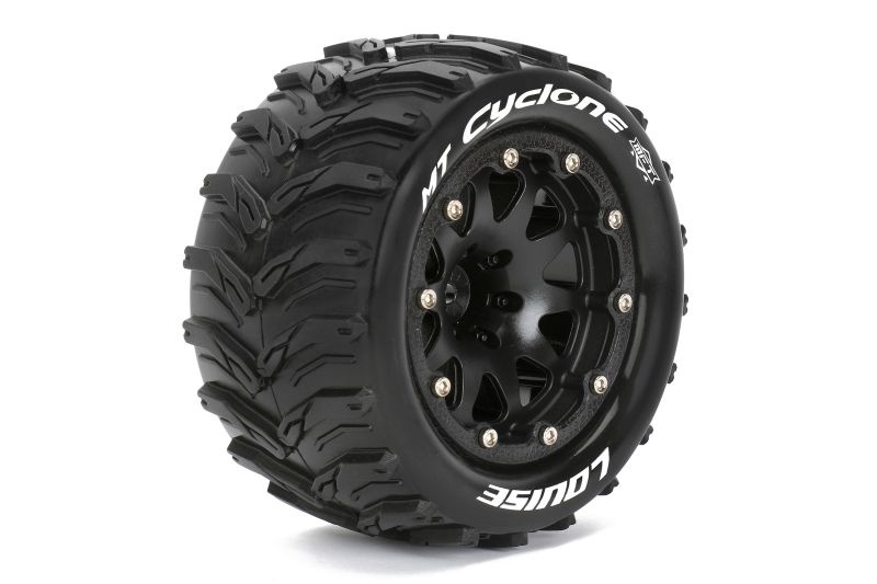 Louise RC MT-Cyclone MFT Soft op 2.8" Velgen Zwart 12mm (1/2-Offset) (2) 1/10