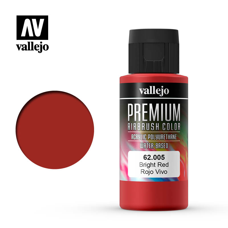 62005 Vallejo Premium Airbrush Color Bright Red Potje 60ml