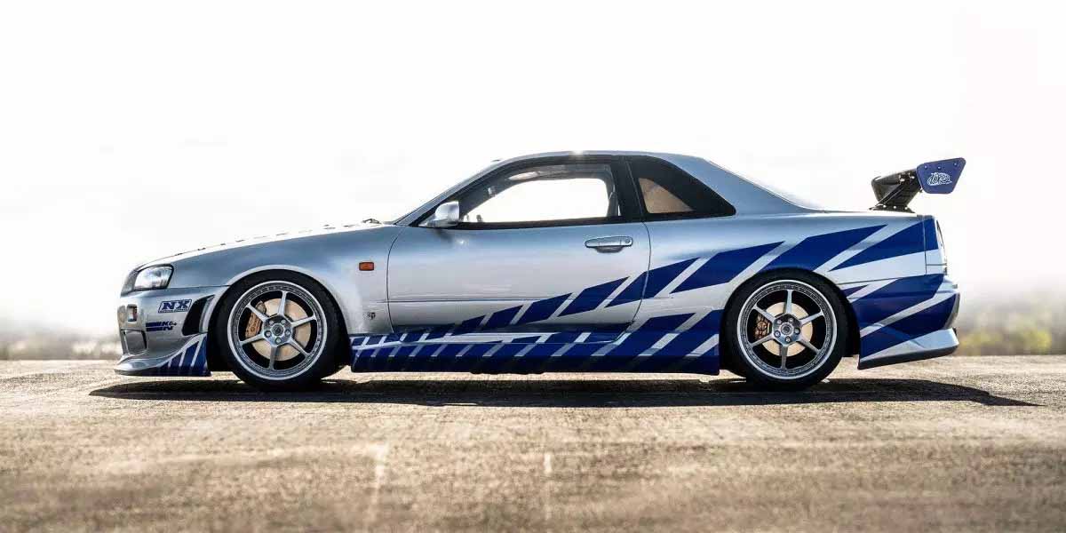 Kyosho Resin Nissan GT-R 2001 Fast & Furious Silver/Blue Stripes 1/12