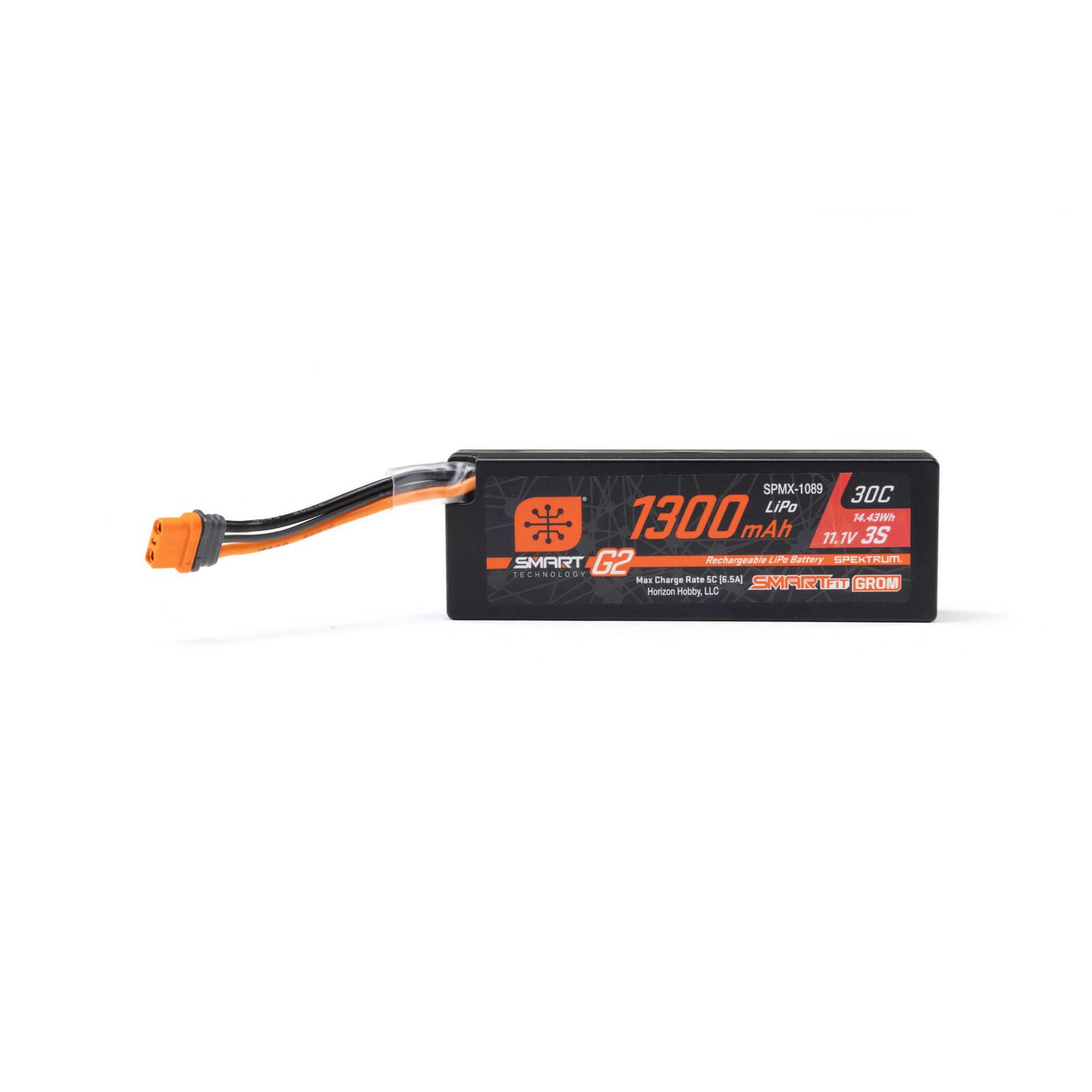 Spektrum 11.1 Volt 1300mAh 3S 30C Smart G2 Hardcase LiPo Battery IC2