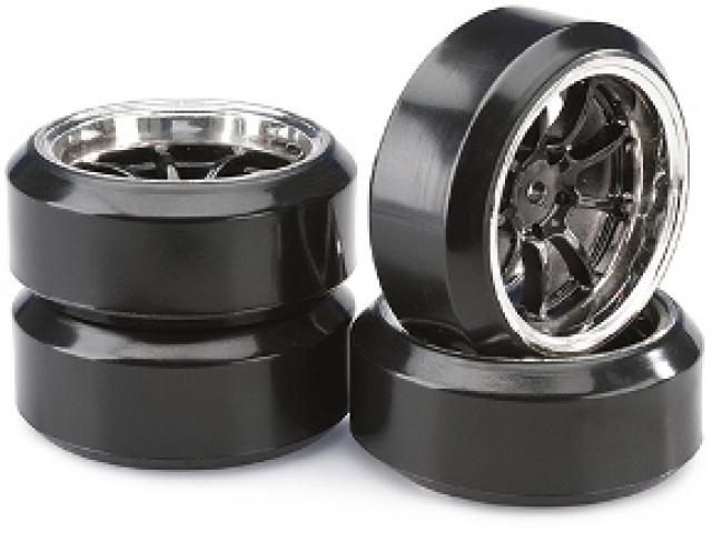 Absima Wheel Set Drift LP 9 Spoke / Profile C Black / Chrome 1/10 (4)
