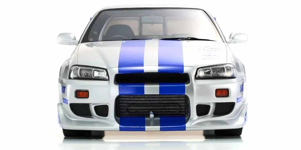 Kyosho Resin Nissan GT-R 2001 Fast & Furious Silver/Blue Stripes 1/12