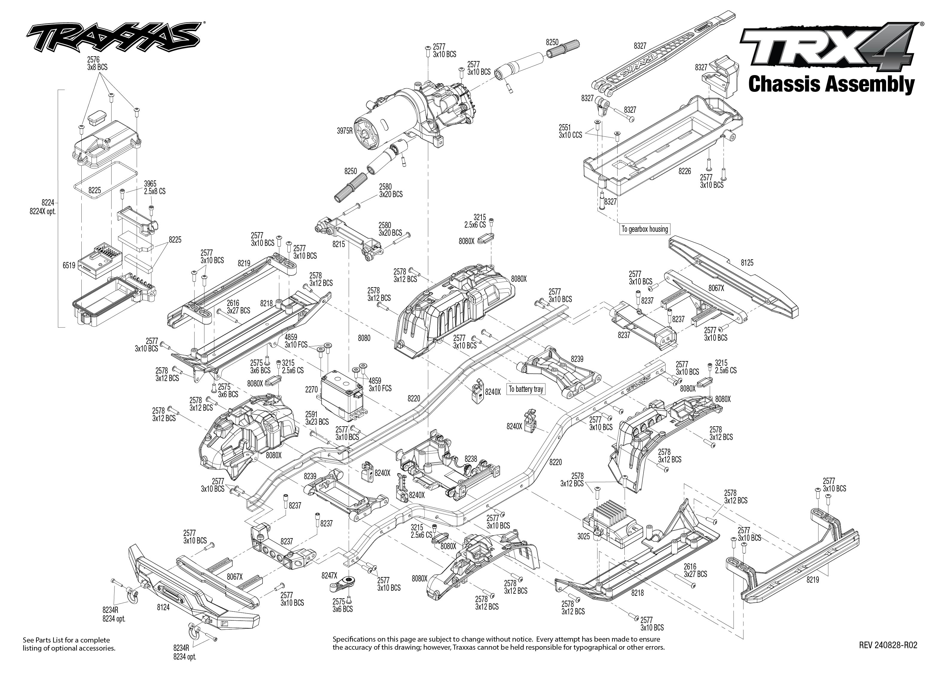Traxxas TRX-4 Sport (82224-4) Chassis Assembly Exploded View