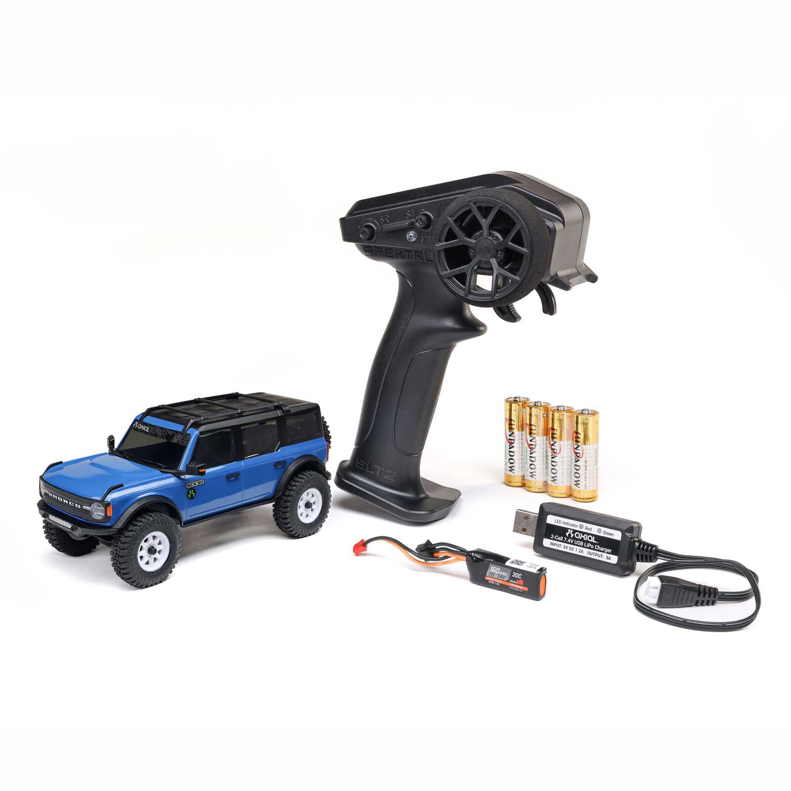 Axial SCX30 Ford Bronco 4X4 RTR Brushed Rock Crawler (Battery & Charger Included), Blue 1/30