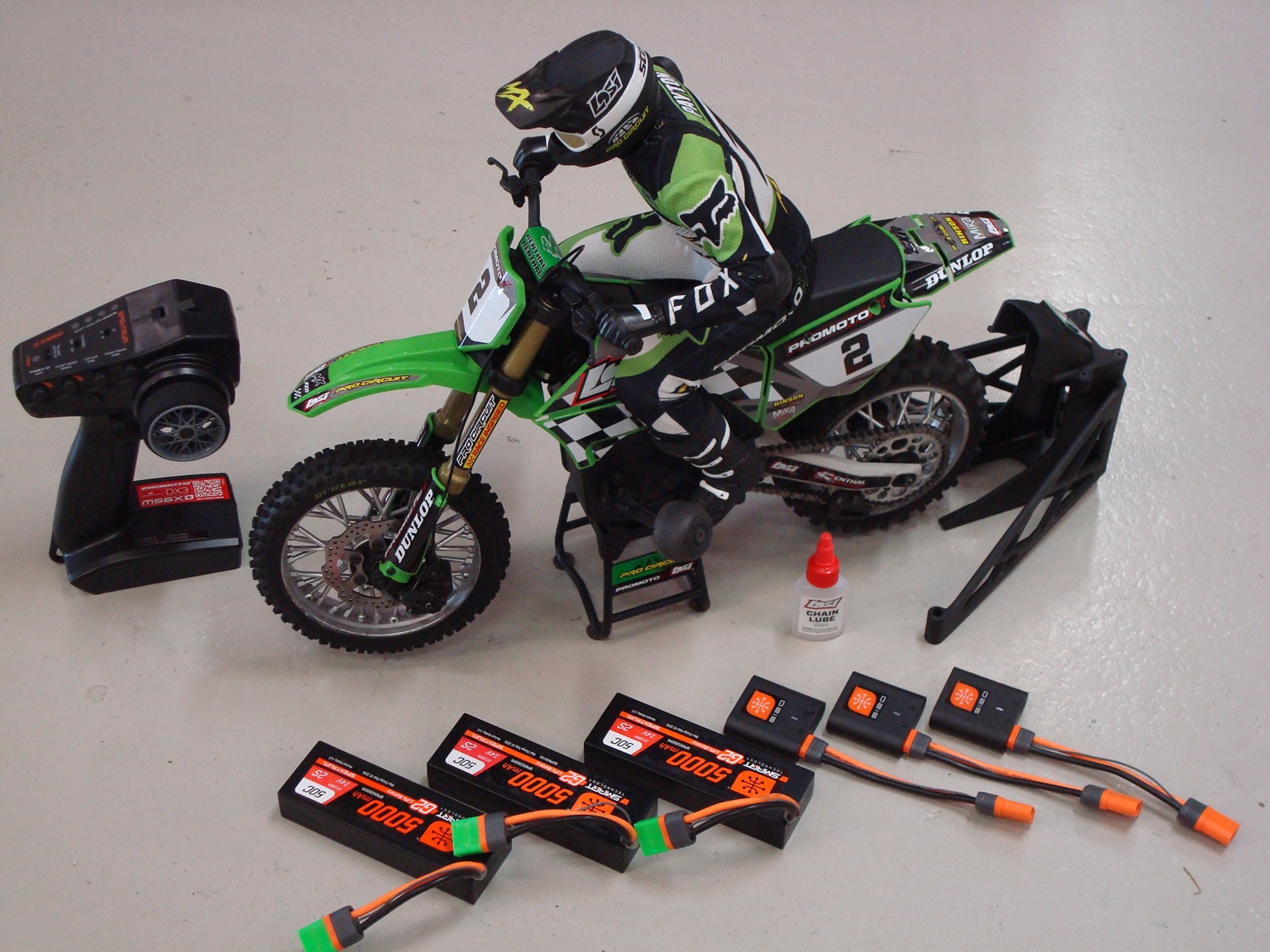 Occasion Losi Promoto-MX Pro Circuit 2S RTR Brushless Motorcycle (Battery and Charger Included), Green 1/4