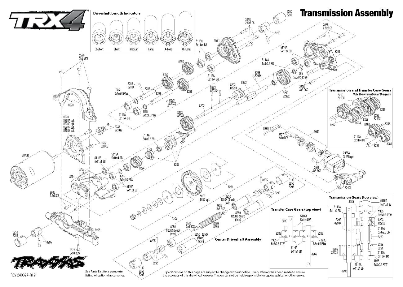 Traxxas TRX-4 1979 Ford Bronco (82046-4) Transmission Assembly Exploded View