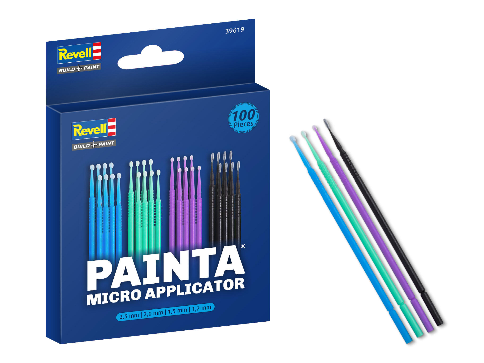 Revell Micro Applicators: 25x 2.5, 2.0, 1.5 & 1.2mm (100)