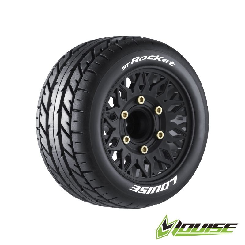 Louise RC ST-Rocket Soft op 2.8" Velgen Zwart 12/14/17mm (1/2-Offset) (2) 1/10
