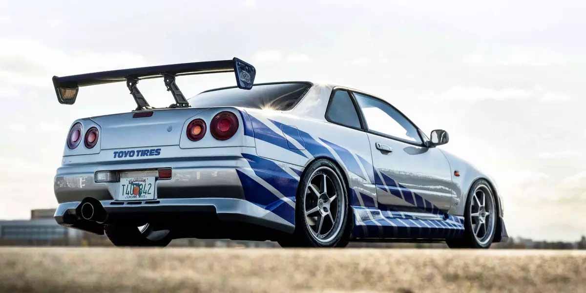 Kyosho Resin Nissan GT-R 2001 Fast & Furious Silver/Blue Stripes 1/12