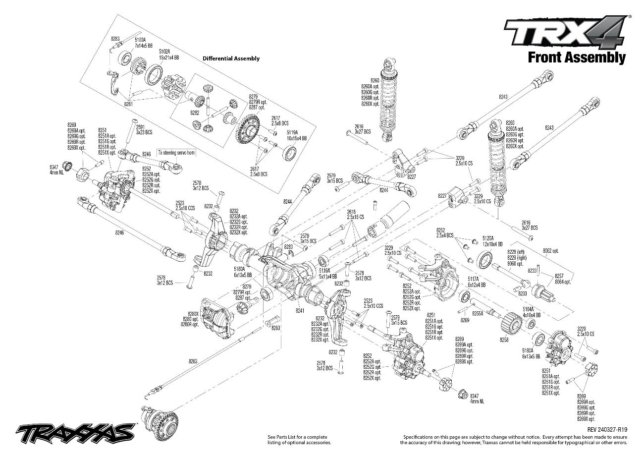 Traxxas TRX-4 1979 Ford Bronco (82046-4) Front Assembly Exploded View