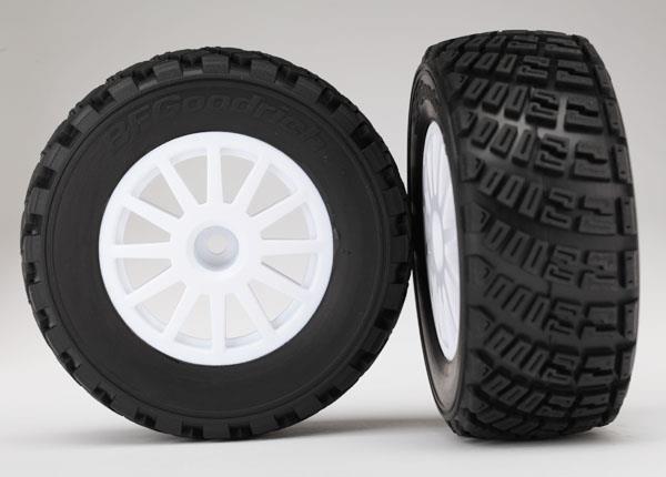 Traxxas Tires & wheels, assembled, glued (white wheels, gravel pattern, S1 compound tires, foam inserts) (2)