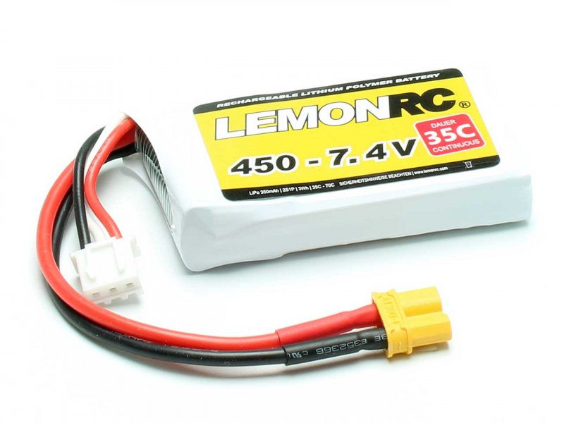 Lemon RC LiPo Accu 7.4 Volt 450mAh 35C XH/XT30