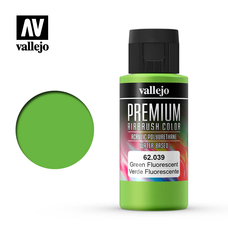 62039 Vallejo Premium Airbrush Color Fluorescent Green Potje 60ml