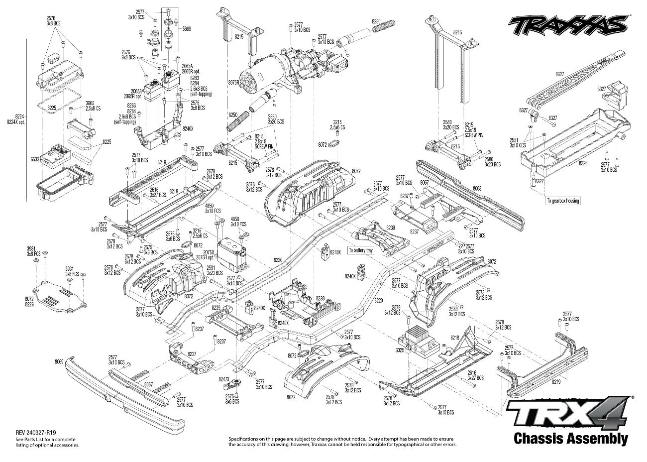 Traxxas TRX-4 1979 Ford Bronco (82046-4) Chassis Assembly Exploded View