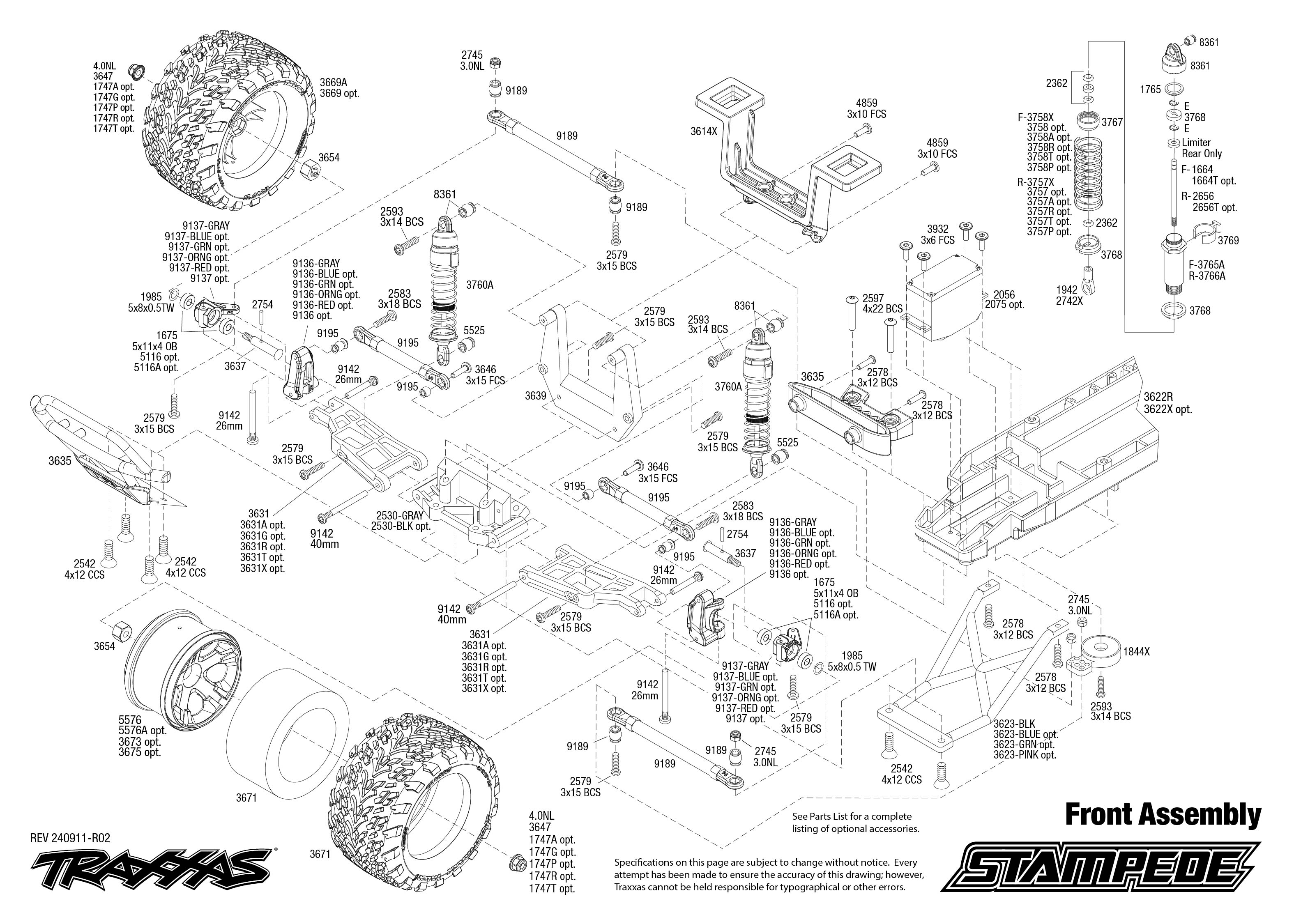 Traxxas Stampede (36254-8) Front Assembly Exploded View