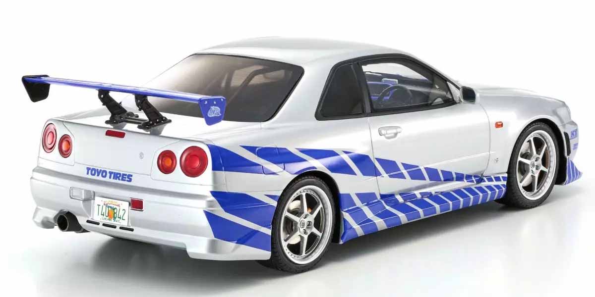 Kyosho Resin Nissan GT-R 2001 Fast & Furious Silver/Blue Stripes 1/12