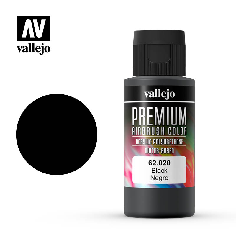 62020 Vallejo Premium Airbrush Color Black Potje 60ml