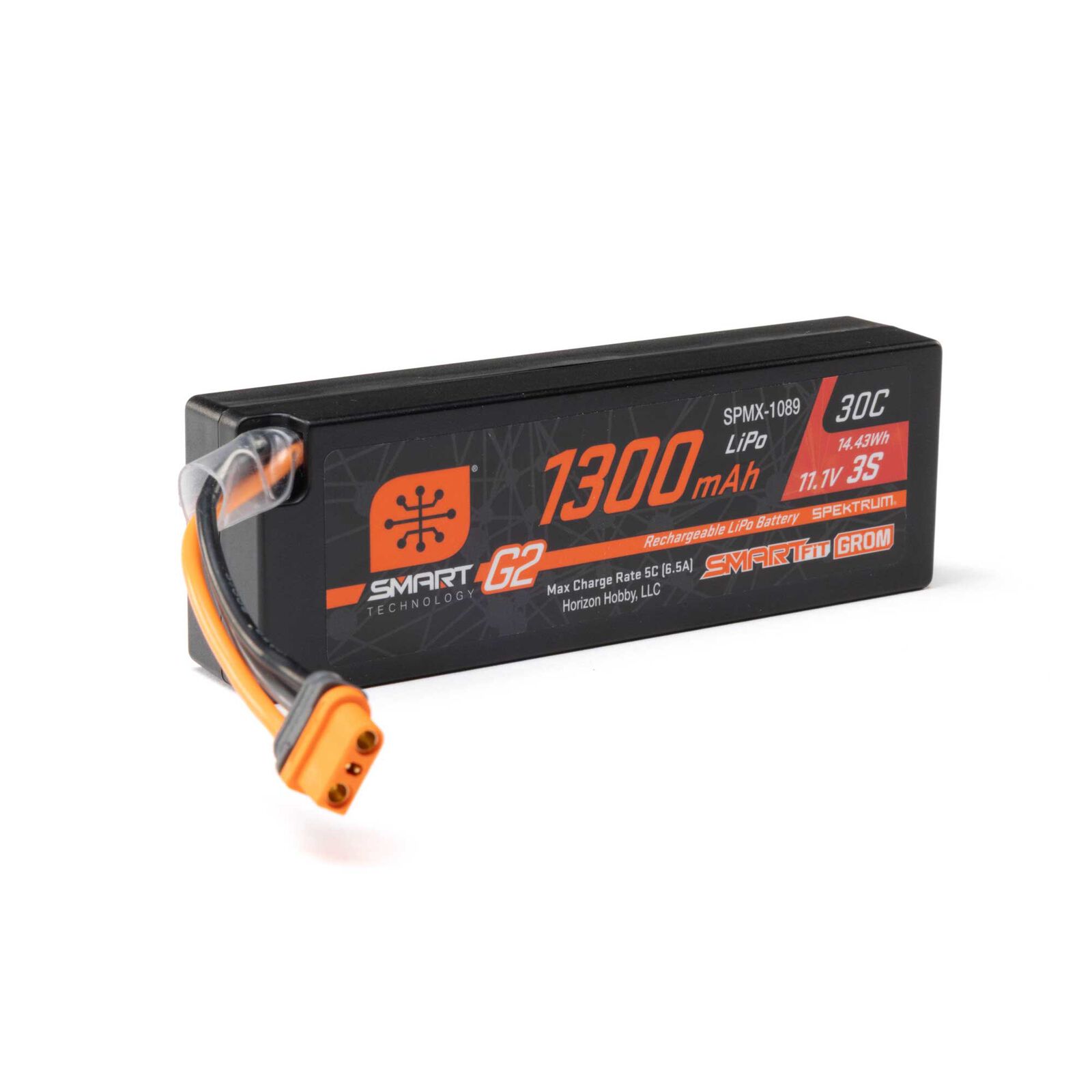 Spektrum 11.1 Volt 1300mAh 3S 30C Smart G2 Hardcase LiPo Battery IC2