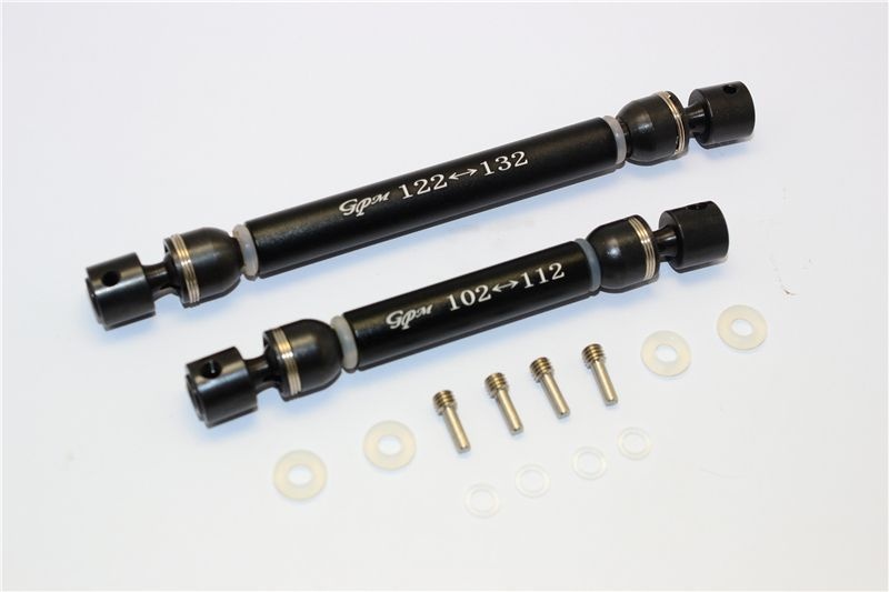 GPM Aluminum & Steel Front/Rear CVD Main Shafts Set Black for TRX4 Defender 1/10