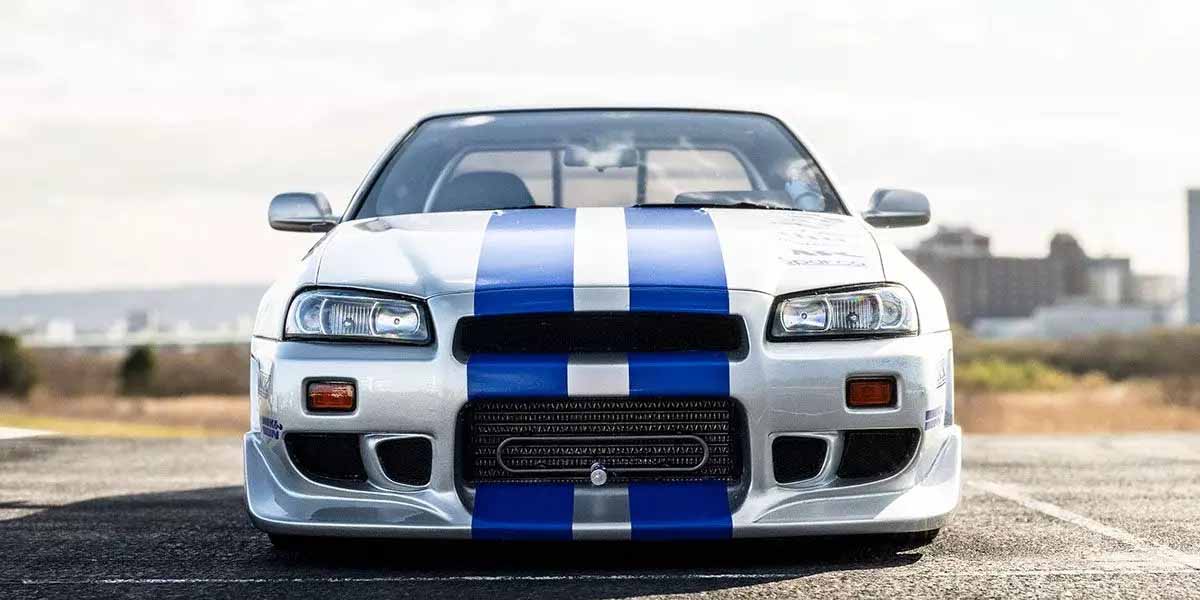 Kyosho Resin Nissan GT-R 2001 Fast & Furious Silver/Blue Stripes 1/12