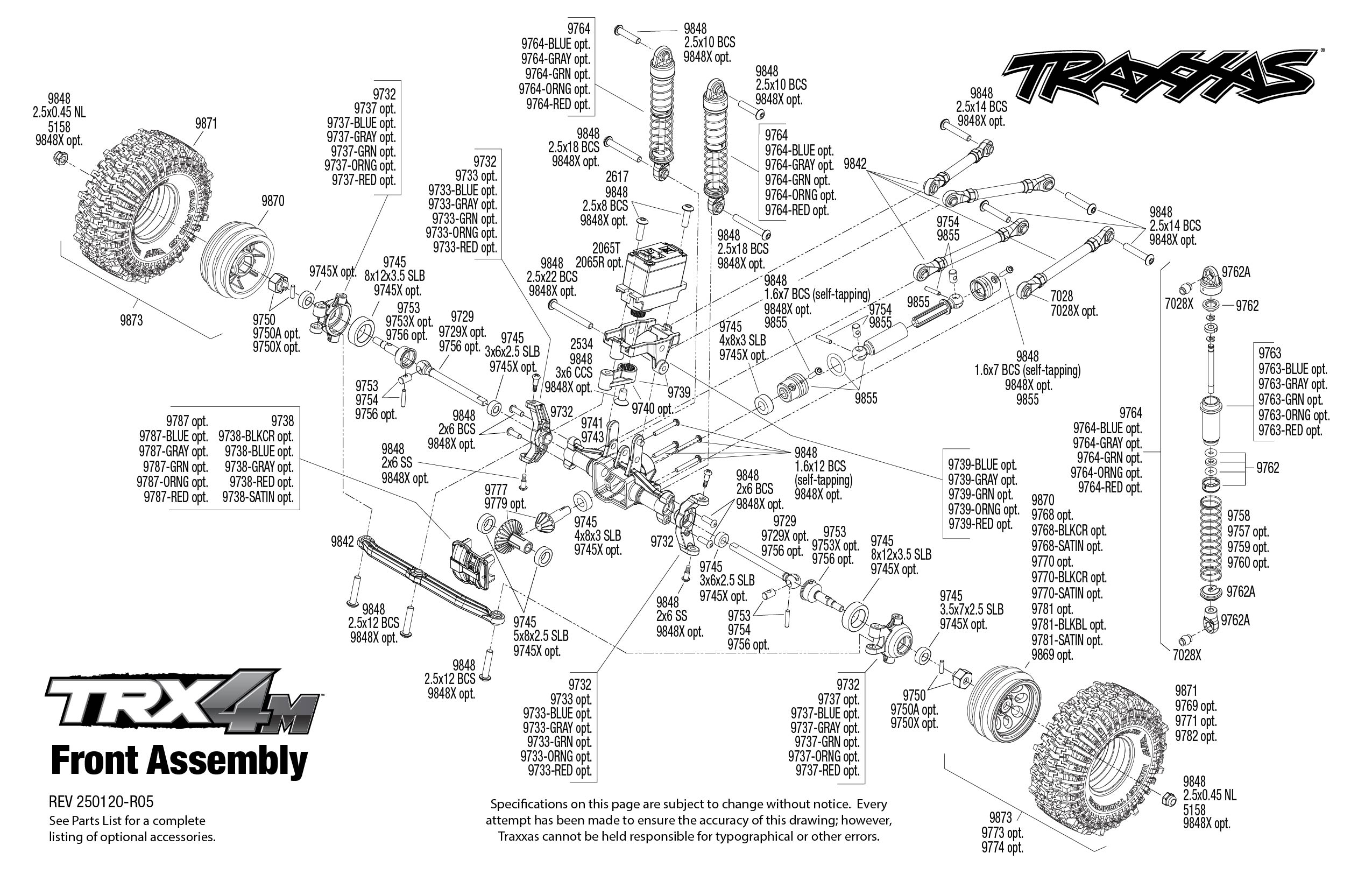 Traxxas TRX-4M Chevrolet K10 High Trail Edition (97064-1) Front Assembly Exploded View