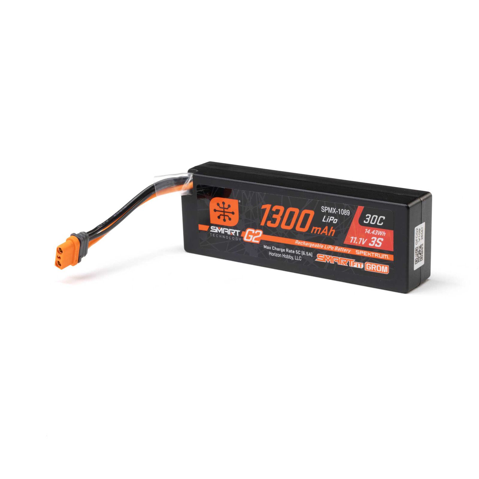 Spektrum 11.1 Volt 1300mAh 3S 30C Smart G2 Hardcase LiPo Battery IC2