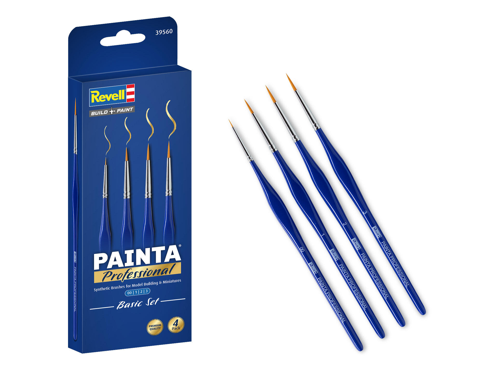 Revell PAINTA Professional Basic Set / 4 Pack Synthetische borstels, maat 00, 1, 2, 3