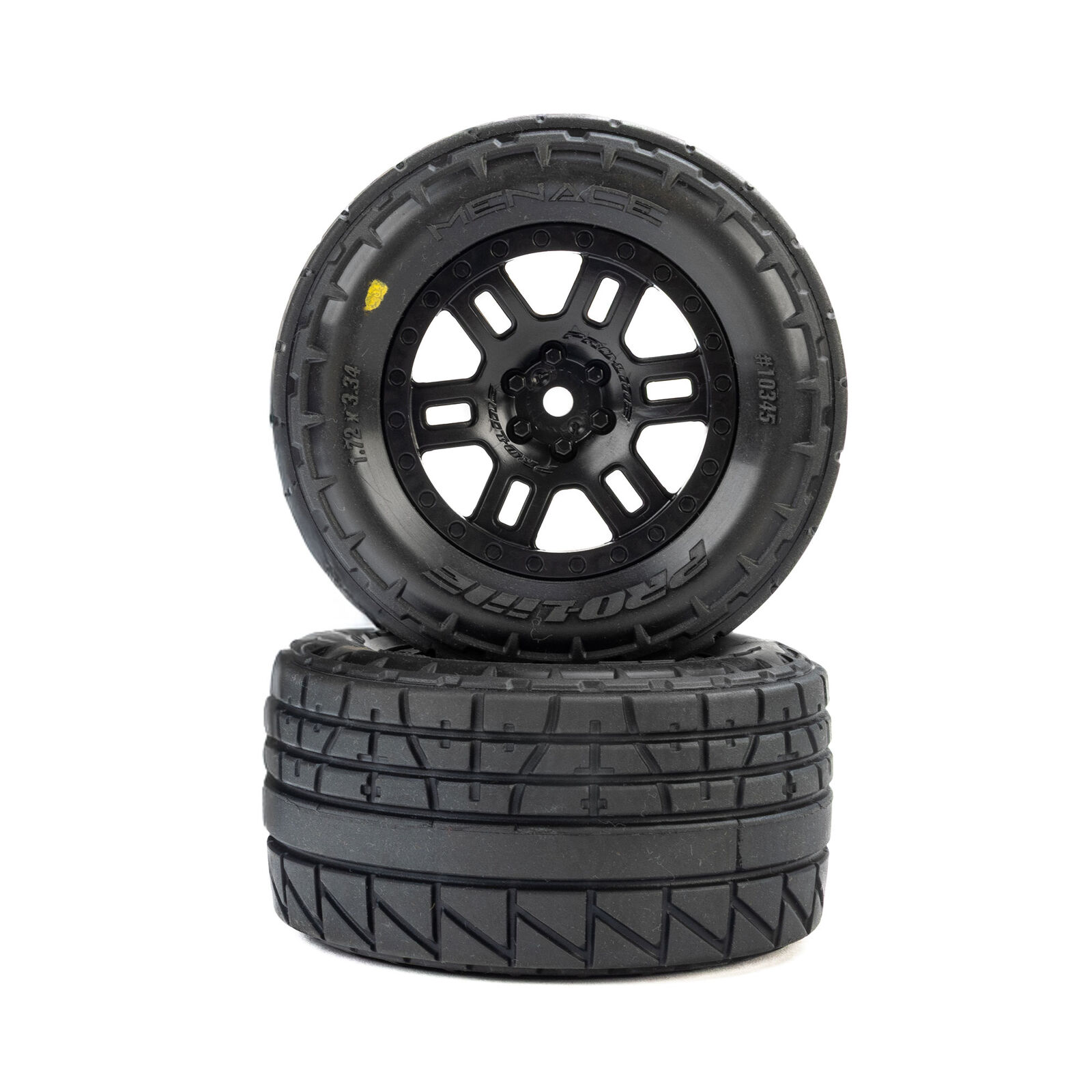 Proline Menace Front/Rear Street Tires Mounted 12mm Black Split Six for ARRMA MINI KRATON 1/16 (2)